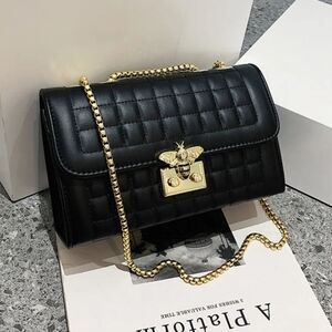 Quilted Bumblebee Gold Chain Shoulder Bag